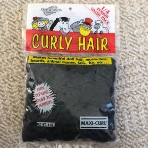 NWT midnight black curly hair for arts & crafts -doll making & hair clips